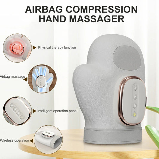 NEW Hand Massager with Airbag Compress Carpal Tunnel Wrist Finger Massagers Kneading Rollers Electric Portable Vibrating Gloves